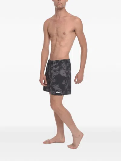 Nike Acid-wash Logo-print Swim Shorts In Black