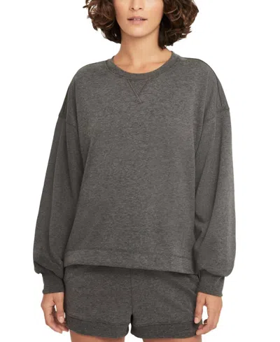 Nike Activewear Yoga French Terry Sweatshirt In Black Heather