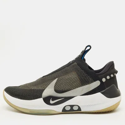 Pre-owned Nike Adapt Bb Size 45.5 Black/grey Mesh And Nubuck Leather Slip On Sneakers