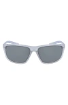 Nike Adrenaline 66mm Rectangular Sunglasses In Crystal Clear/grey/silver