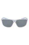 Nike Adrenaline 66mm Rectangular Sunglasses In Crystal Clear/grey/silver