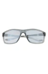 Nike Adrenaline 66mm Rectangular Sunglasses In Matte Wolf Grey/blue Mirror