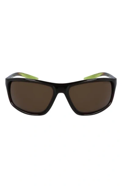 Nike Adrenaline 66mm Rectangular Sunglasses In Velvet Brown/med Olive/brown