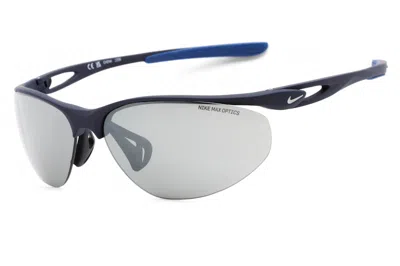 Pre-owned Nike Aerial Sunglasses In Matte Midnight Navy Blue/silver Flash (dz7352/410)