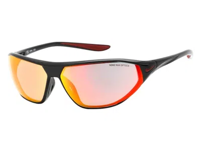 Pre-owned Nike Aero Rectangular Sunglasses Dq01165) In Black Red Mirror (aero/swift