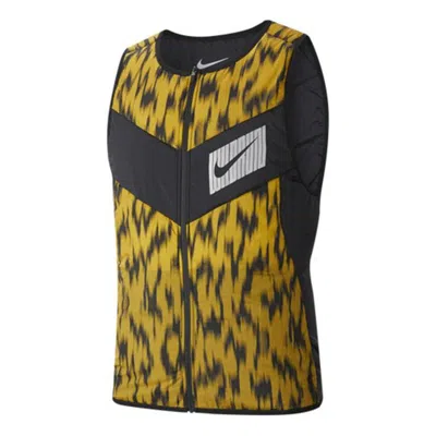 Nike Aerolayer Wild Run Running Sports Vest Black In Yellow