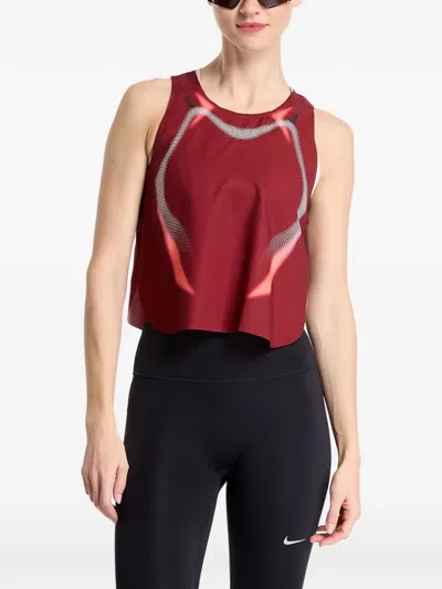 Nike Aeroswift Cropped Tank Top In Burgundy