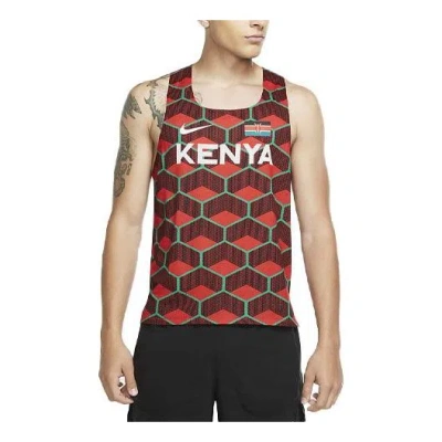 Nike Aeroswift Team Kenya Training Running Sports Vest Red In Multi