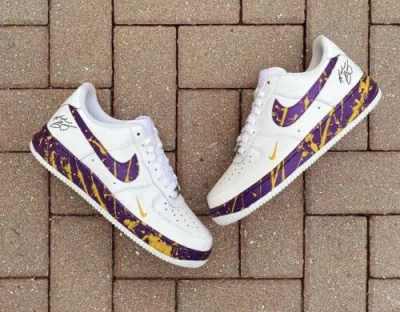 Pre-owned Nike Af1 Kobe Bryant Memorial Custom Signature Splatter [men's Sizing] In Multicolor