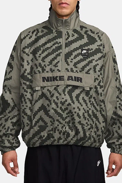 Nike Air Allover Print Quarter Zip Jacket In Light Army, Men's At Urban Outfitters In Green
