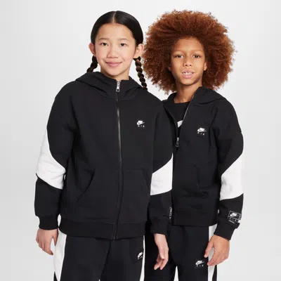 Nike Air Big Kids' Fleece Full-zip Hoodie In Black