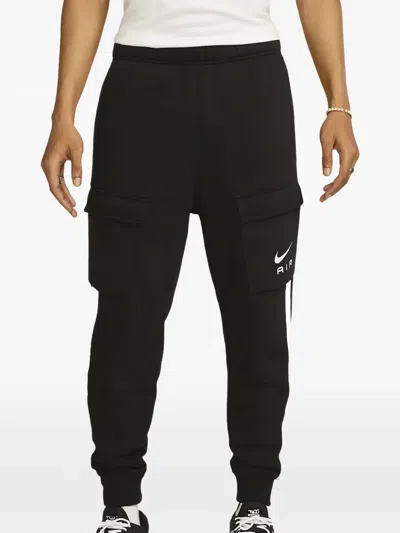 Nike Air "black/summit White" Fleece Cargo Trousers In Summit White/black