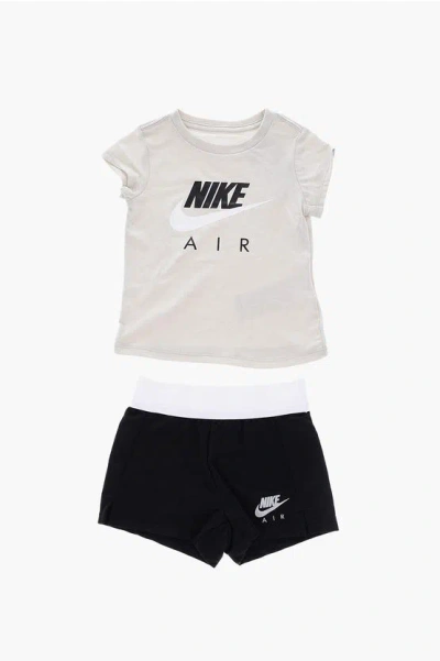 Nike Air Drawstring Waist Shorts And Crew-neck T-shirt Set In Multi