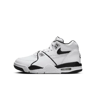Nike Kids White & Black Air Flight 89 Big Kids Sneakers In Black/white/wolf Grey