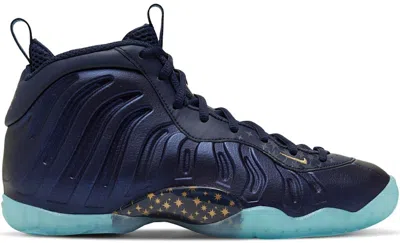 Pre-owned Nike Air Foamposite One Sneakers In Obsidian/baltic Blue/metallic Gold