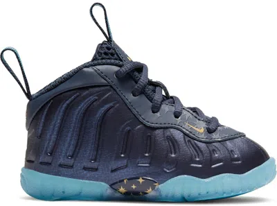 Pre-owned Nike Air Foamposite One Sneakers In Obsidian/baltic Blue/metallic Gold