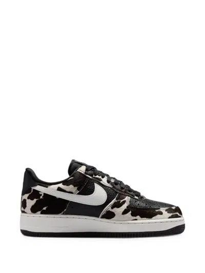 Nike Air Force 1 '07 Cow-print Sneakers In Black