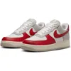 Nike Mens  Air Force 1 '07 Brand-stripe Leather Low-top Trainers In Light Iron Ore/ Gym Red