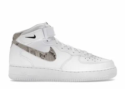 Pre-owned Nike Air Force 1 '07 Mid Snake Swoosh (women's) Sneakers In White/black/sanddrift In Multi