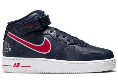Pre-owned Nike Air Force 1 '07 Mid Wolf Grey (women's) Sneakers In Obsidian/university Red/white In Multi