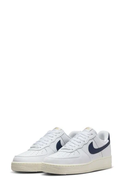 Nike White & Navy Air Force 1 '07 Next Nature Sneakers In White/obsidian/pale Ivory/metallic Gold