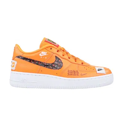 Pre-owned Nike Air Force 1 '07 Premium Gs 'just Do It' | Orange | Kid's Size 6.5