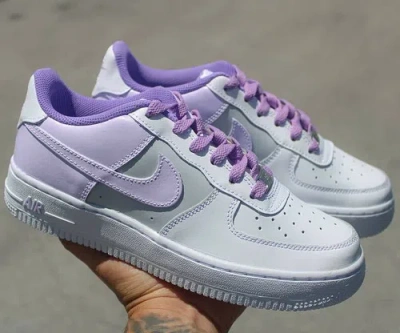 Pre-owned Nike Air Force 1 '07 Triple White Lilac Women/girl Gs Multi Size Af1