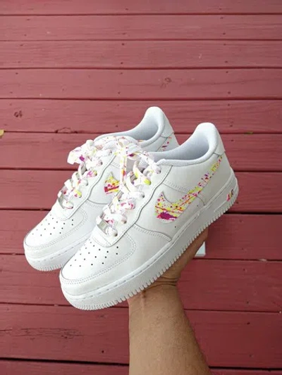 Pre-owned Nike Air Force 1 '07 Triple White Neon Women/girl Gs Multi Size Af1