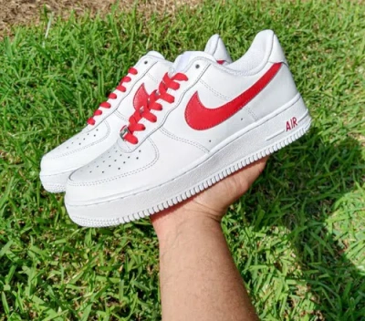 Pre-owned Nike Air Force 1 '07 Triple White Red Women/girl Gs Multi Size Af1