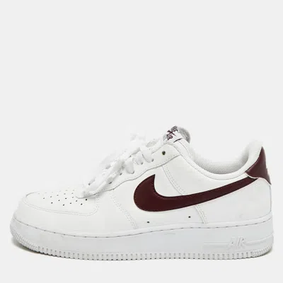 Pre-owned Nike Air Force 1 07 White Burgundy Crush Size 42.5 White/burgundy Leather Low Top Sneakers