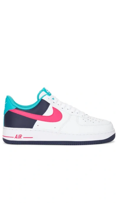 Nike Air Force 1 '07 In White  Racer Pink  & Thunder Blue