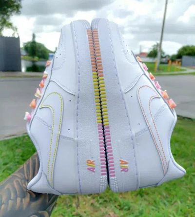 Pre-owned Nike Air Force 1 07 Womens White Lilac Purple Custom Multi Size Girls Gs Af1