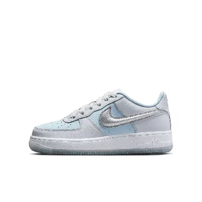 Nike Air Force 1 Big Kids' Shoes In Pure Platinum/metallic Silver/glacier Blue