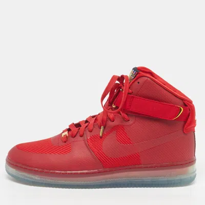 Pre-owned Nike Air Force 1 Cmft Lux University Red Size 47.5 Red Fabric Lace Up Sneakers