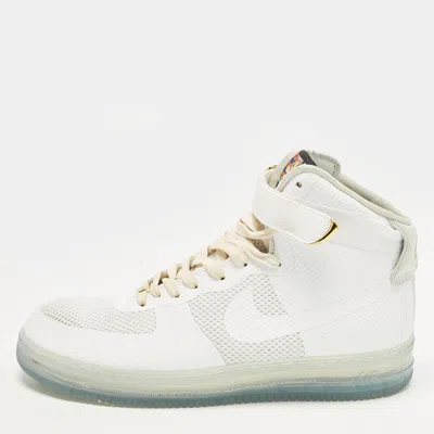 Pre-owned Nike Air Force 1 Cmft Lux White Size 47.5 White Fabric Lace Up Sneakers