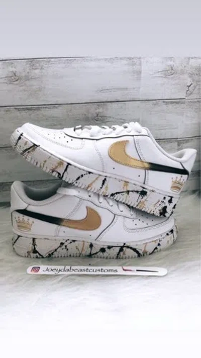 Pre-owned Nike Air Force 1 / Custom / All Shoe Sizes Available / Black & Gold/ More Colors In White