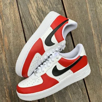 Pre-owned Nike Air Force 1 Custom Low Chicago Red Black White Casual Shoes Men Women Kids