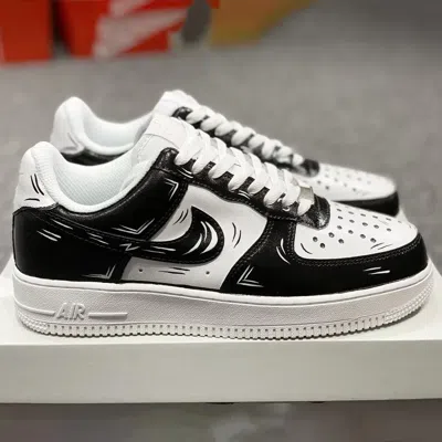 Pre-owned Nike Air Force 1 Custom Low Cartoon White Shoes Black Outline Mens Womens Kids