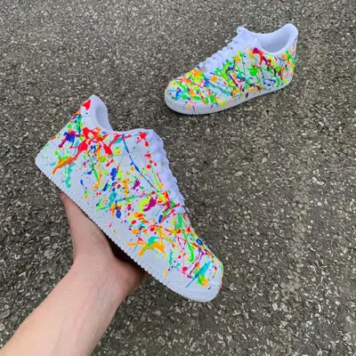 Pre-owned Nike ? Air Force 1 Custom Paint Splatter All Colors ? White Shoes Men Womens Kids