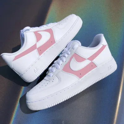 Pre-owned Nike Air Force 1 Custom Low Two Tone Salmon Pink Casual Shoes Men Women Kids In White