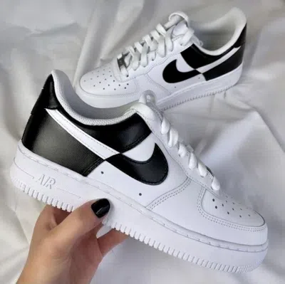 Pre-owned Nike Air Force 1 Custom Low Two Tone White Black Casual Shoes Men Women Kids