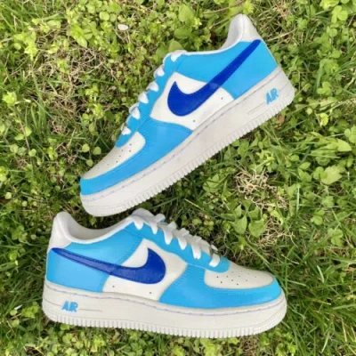 Pre-owned Nike Air Force 1 Custom Shoes Low Two Tone Blue Light Dark Men Women Kids Sizes