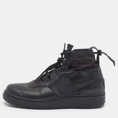 Pre-owned Nike Air Force 1 Gore-tex Triple Black Size 42.5 Black Leather High Top Sneakers