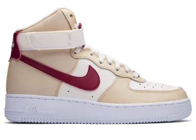 Pre-owned Nike Air Force 1 High (women's) Sneakers In White Onyx/noble Red/pale Ivory