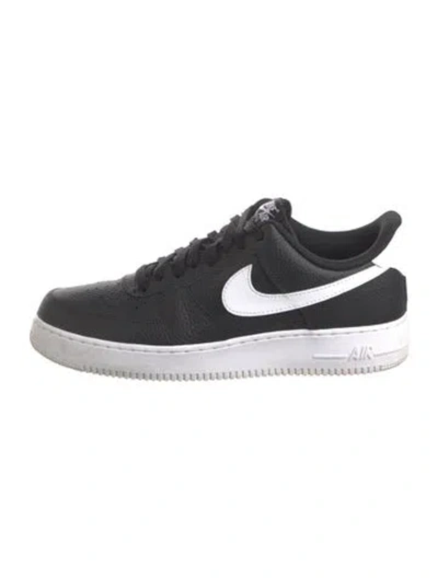 Pre-owned Nike Air Force 1 Low '07 Black White Pebbled Leather Sneakers