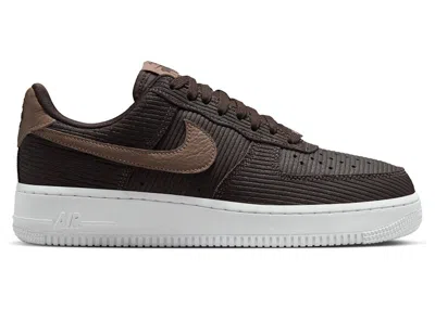 Pre-owned Nike Air Force 1 Low '07 Corduroy (women's) Sneakers In Velvet Brown/white/metallic Silver