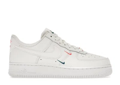 Pre-owned Nike Air Force 1 Low '07 Essential Double Mini Swoosh Miami Dolphins (women's) Sneakers In Summit White/s
