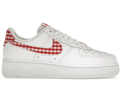 Pre-owned Nike Air Force 1 Low '07 Essential Gingham (women's) Sneakers In White Mystic Red
