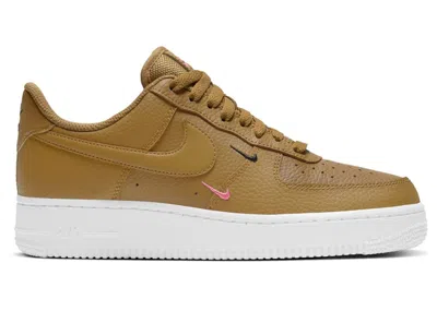 Pre-owned Nike Air Force 1 Low '07 Essential Mini Swoosh (women's) Sneakers In Wheat/sunset Pulse/black