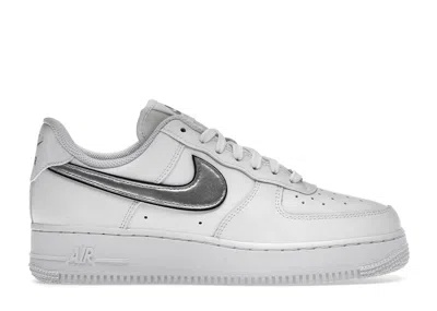 Pre-owned Nike Air Force 1 Low '07 Essential (women's) Sneakers In White/black/metallic Silver